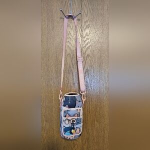 Positive Attitude Cat Design Crossbody Bag - Pink and Black